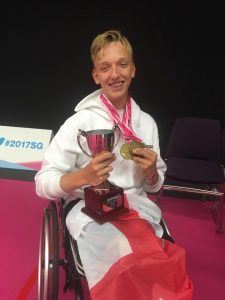 Josh Waddell with the School Games Cup and 3 Gold medals